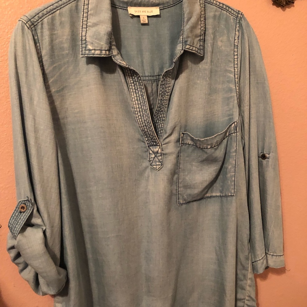 Oversized chambray top